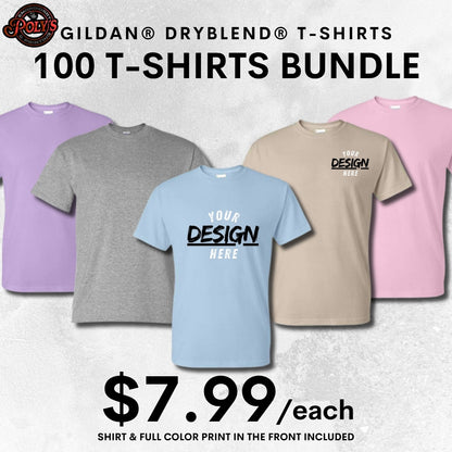 Custom DTF Printed T-Shirts [Short Sleeve] Bundles - Order Quantities of 25, 50, 100, & 200