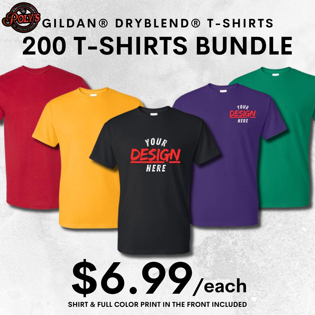 Custom DTF Printed T-Shirts [Short Sleeve] Bundles - Order Quantities of 25, 50, 100, & 200