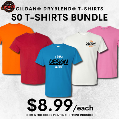Custom DTF Printed T-Shirts [Short Sleeve] Bundles - Order Quantities of 25, 50, 100, & 200