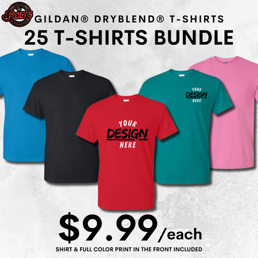 Custom DTF Printed T-Shirts [Short Sleeve] Bundles - Order Quantities of 25, 50, 100, & 200