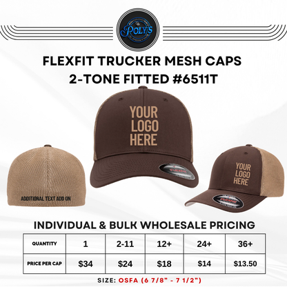 Custom Embroidered Flexfit® Trucker Mesh Cap - 2Tone Fitted #6511T