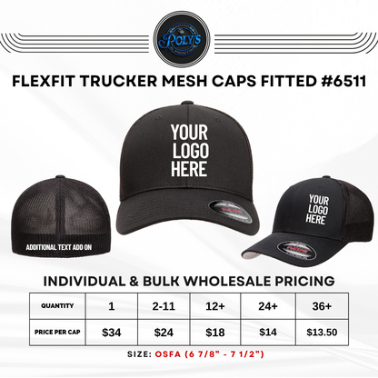 Custom Embroidered Flexfit® Trucker Mesh Cap Fitted #6511