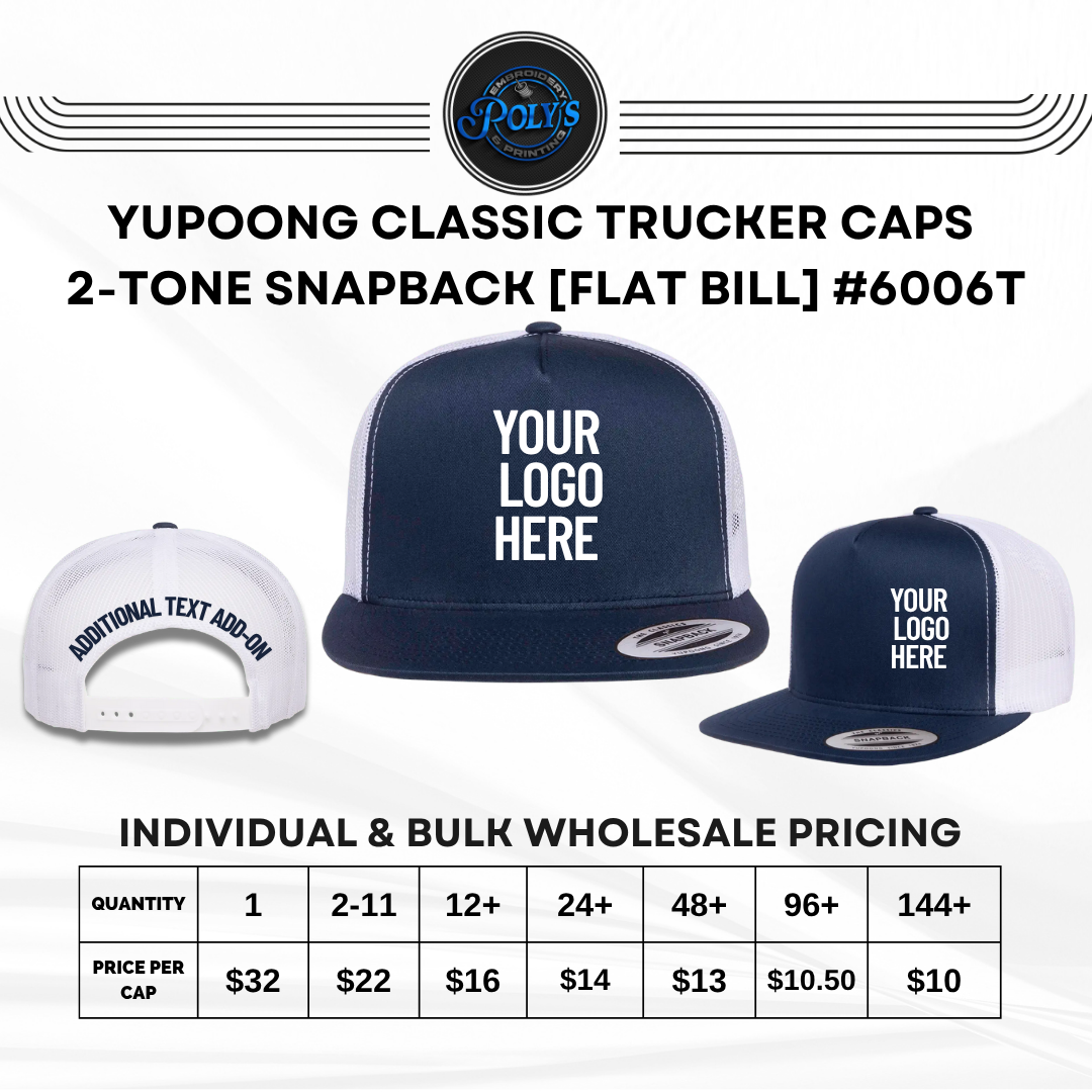 Custom Embroidered YP Classics® Classic Trucker Cap - 2Tone Snapback [Flat Bill] #6006T